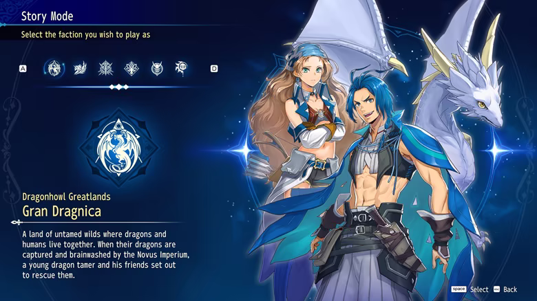Gran Dragnica selected on the BRIGANDINE ABYSS Story Mode screen